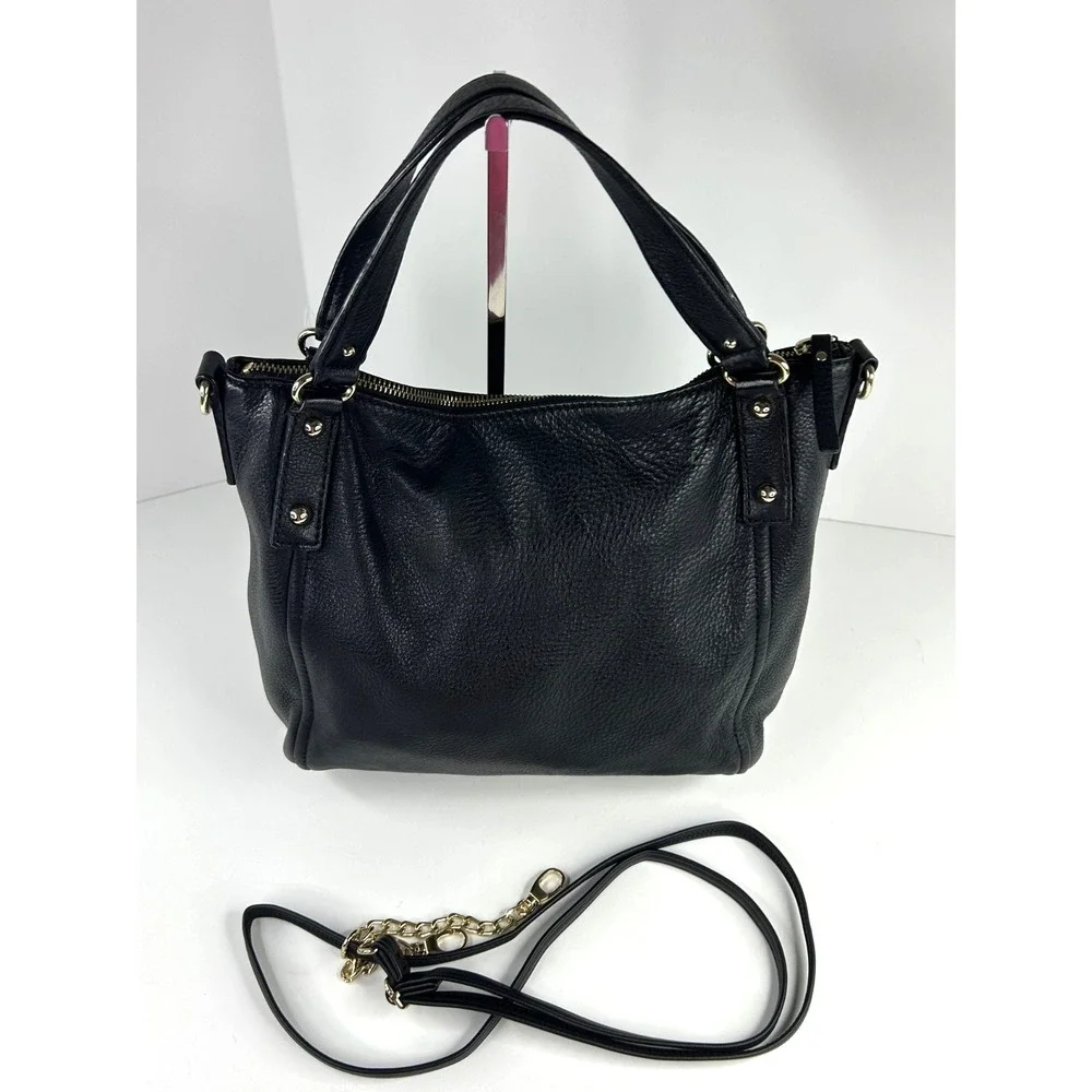 Kate Spade Pine Street Small/Med Kori Black Pebbled Leather Satchel Shoulder Bag